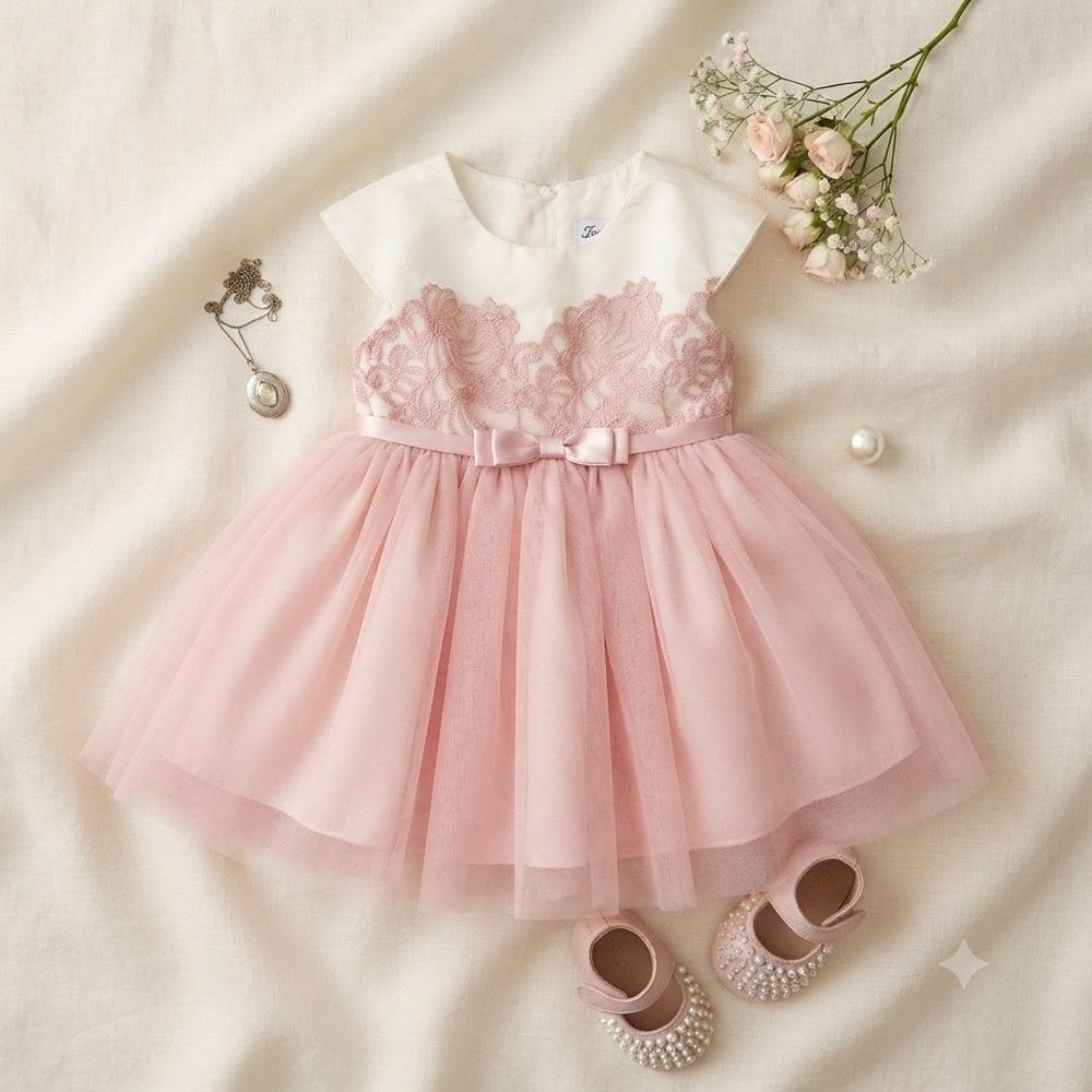 Jona Michelle Toddler Girls Pink Tulle Lace Formal Party Dress CO5725 Size 2T